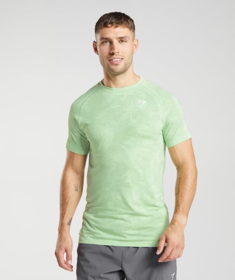 Men's Gymshark Geo Seamless T-Shirts Light Green | NZ 1NTHBM